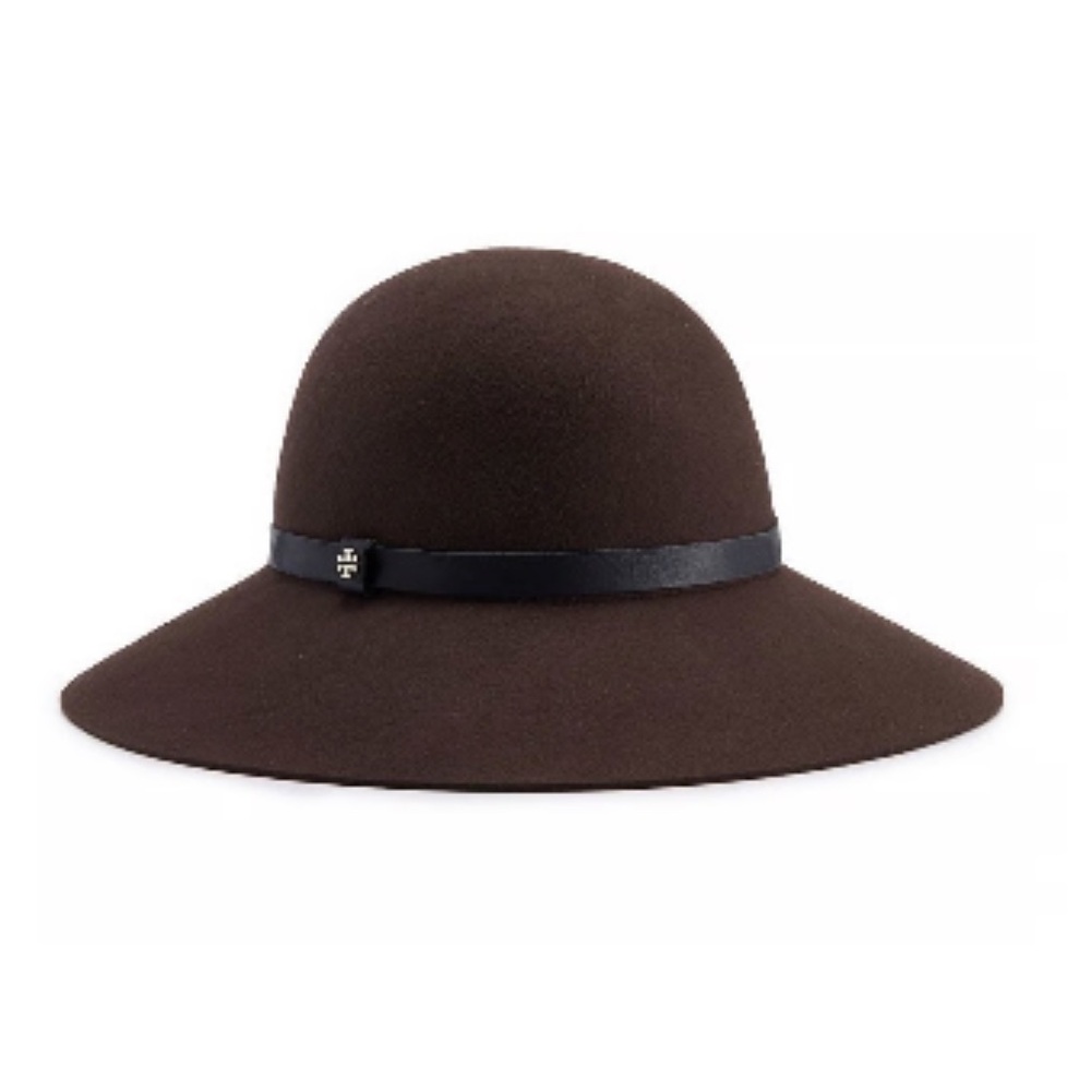 Tory Burch Wide Brim Felt Hat in Chocolate Brown